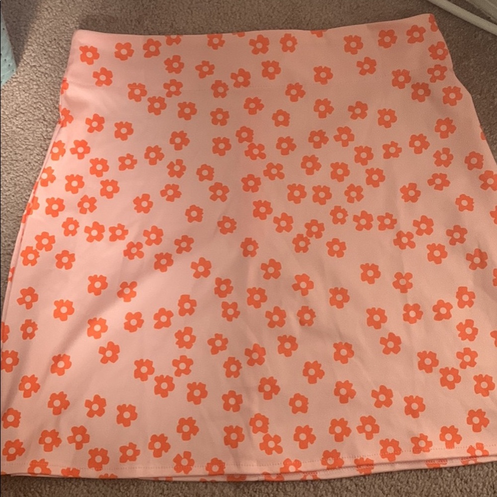Orange Floral Skirt